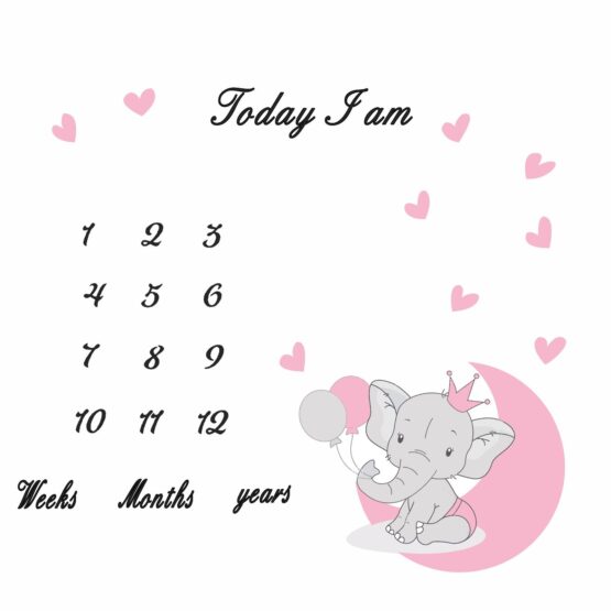 Elephant Pink Monthly Milestone Fabric